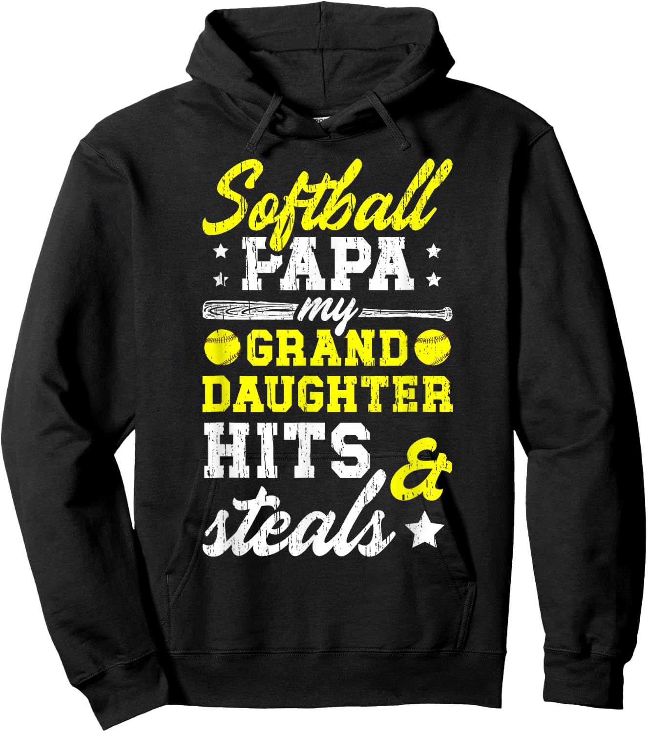 Softball Papa Grandpa Funny Papa Of A Softball Player Hoodie - Hoodie | Black