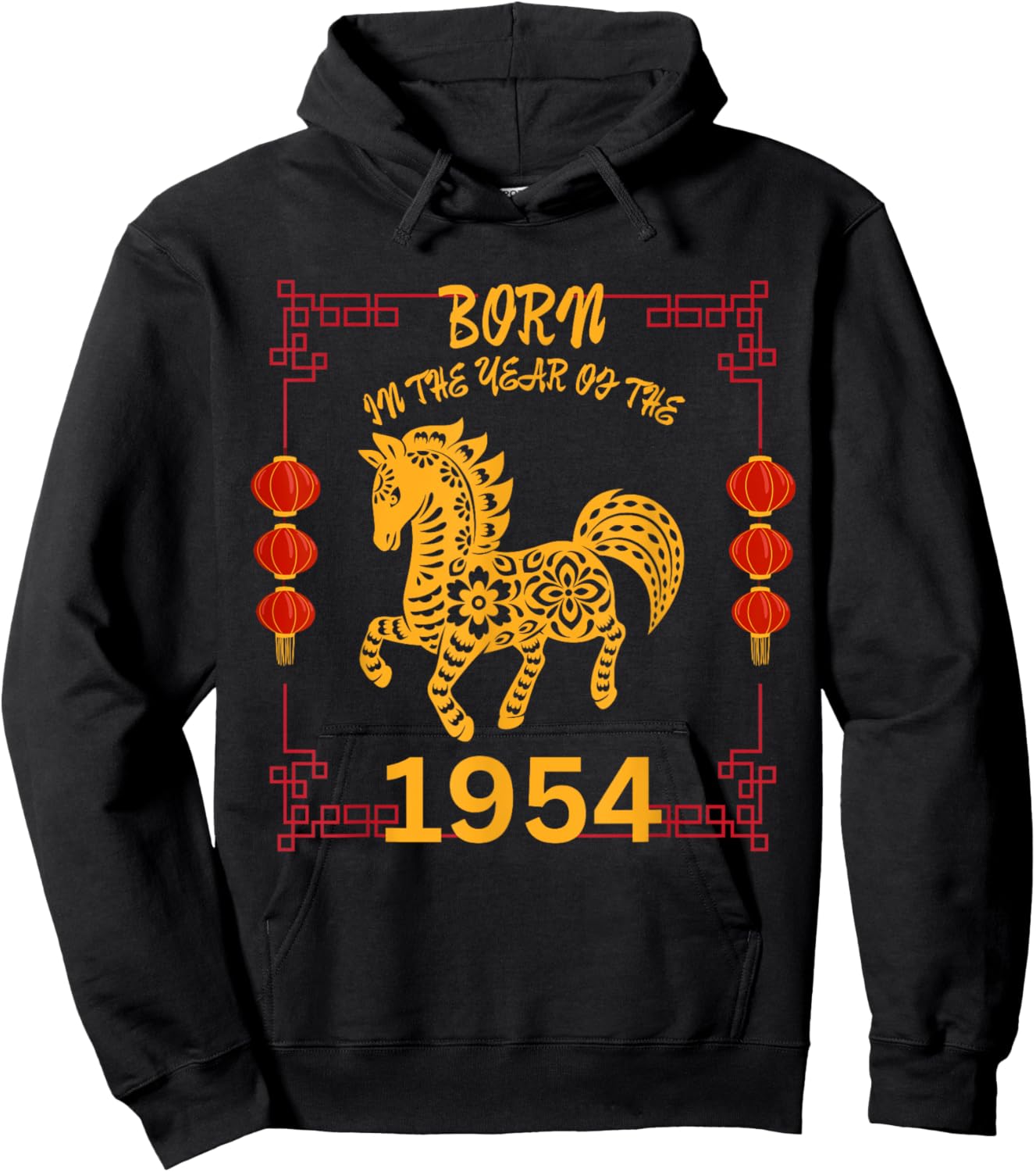 Born in the Year of the Horse 1954 Chinese New Year Zodiac Hoodie - Hoodie | Black