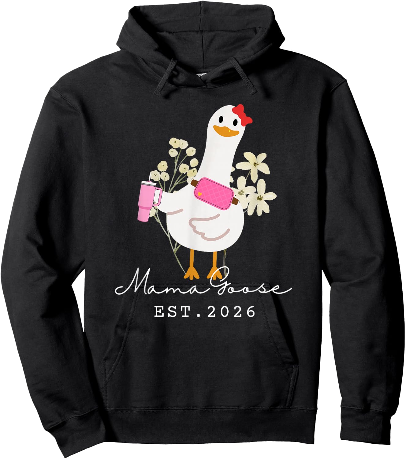 Mama Goose EST 2026 Funny New Silly Goose Mommy Hoodie - Hoodie | Black