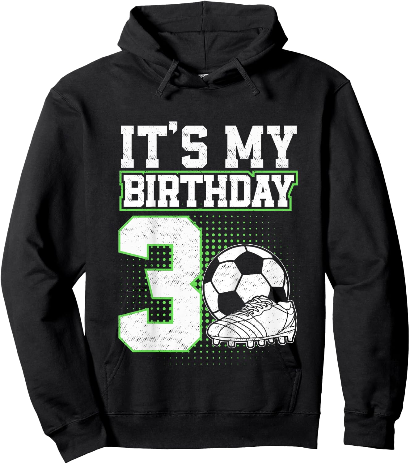 Kids 3 Year Old Soccer Boy Its My 3rd Birthday Soccer Ball Hoodie - Hoodie | Black