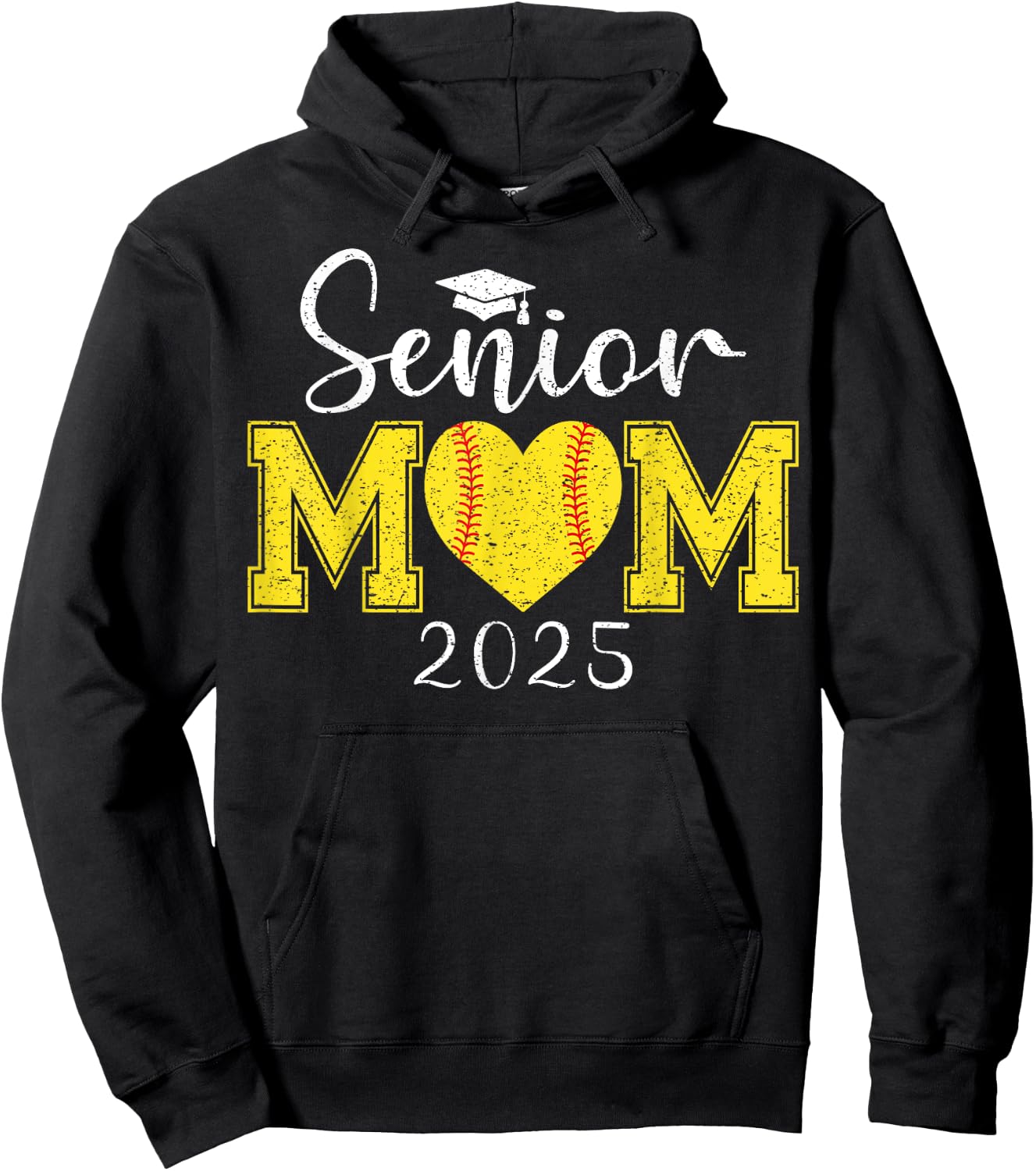 Senior Mom Softball 2025 Class Of 2025 Graduation Hoodie - Hoodie | Black