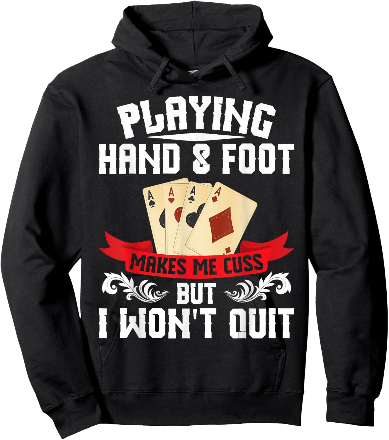 Hand & Foot Player Card Holder Tray Sheets Hand and Foot Hoodie - Hoodie | Black