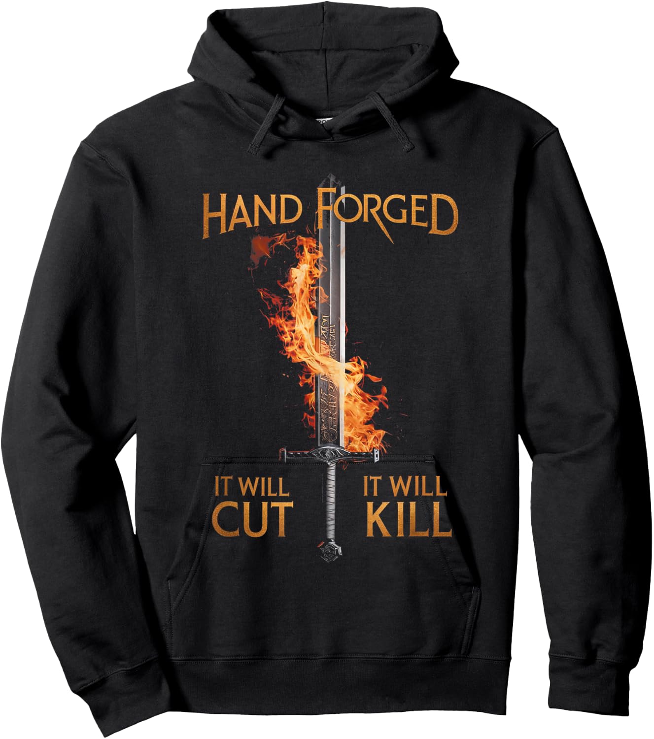 Weapon Blacksmith Men Women and Gifts Hand Forged It Will Cut It Will Kill Sword Knife Forging , Small Hoodie - Hoodie | Black
