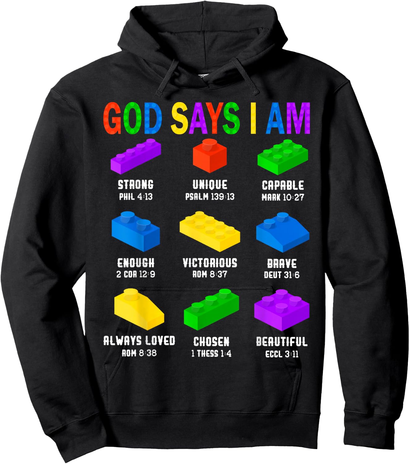 God Says I Am Building Brick Builder Block Boys Christian Hoodie - Hoodie | Black