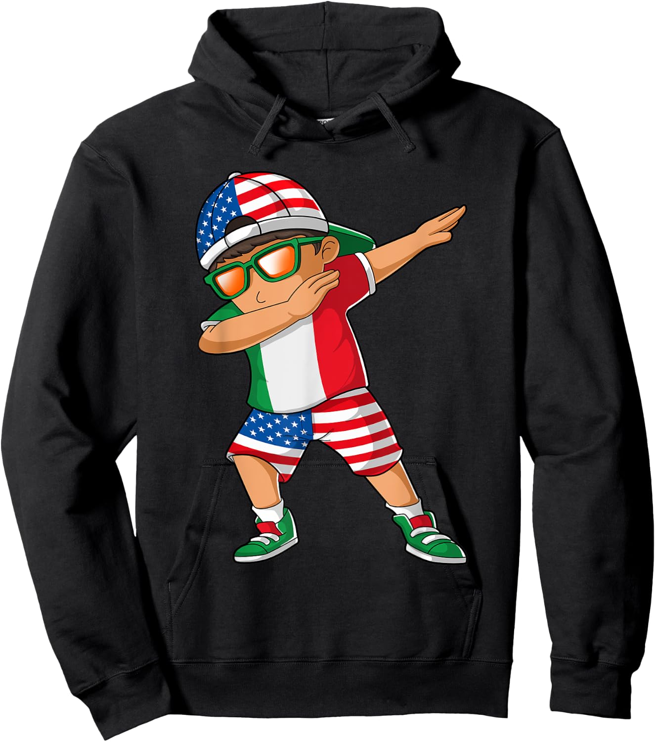 Half American Half Italian Boy Kid Italy Flag Patriotic Hoodie - Hoodie | Black
