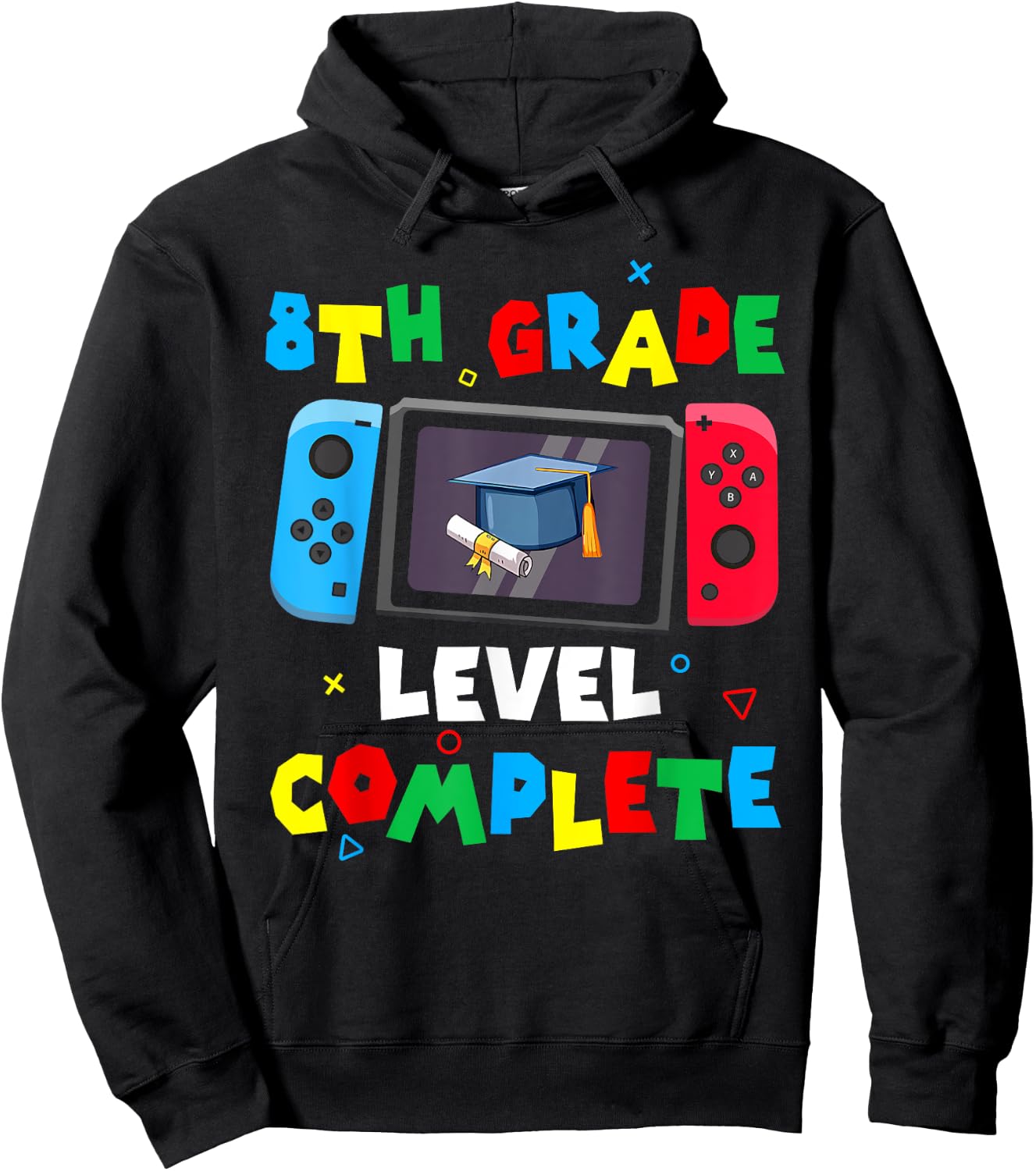 Game Controller Level 8th Grade Complete Boys Graduation Hoodie - Hoodie | Black