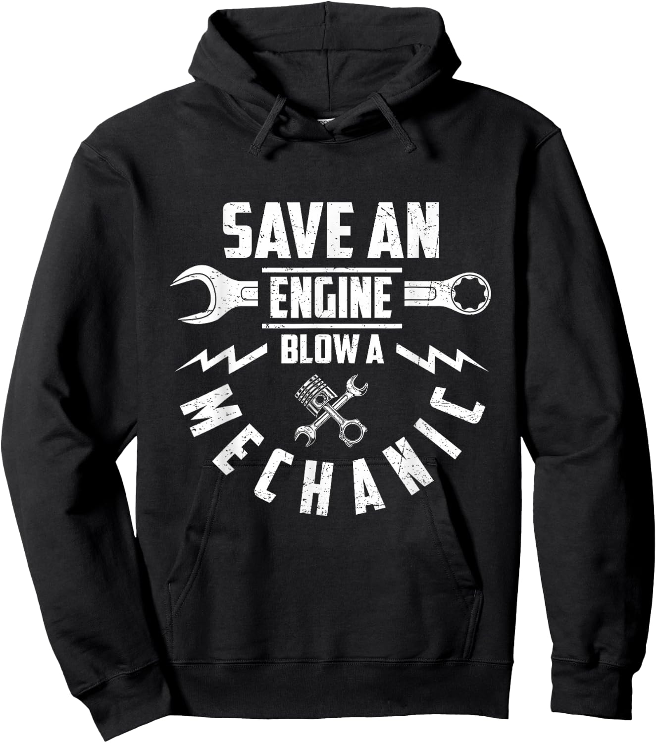 Save An Engine Blow A Mechanic Funny Saying Joke Hoodie - Hoodie | Black