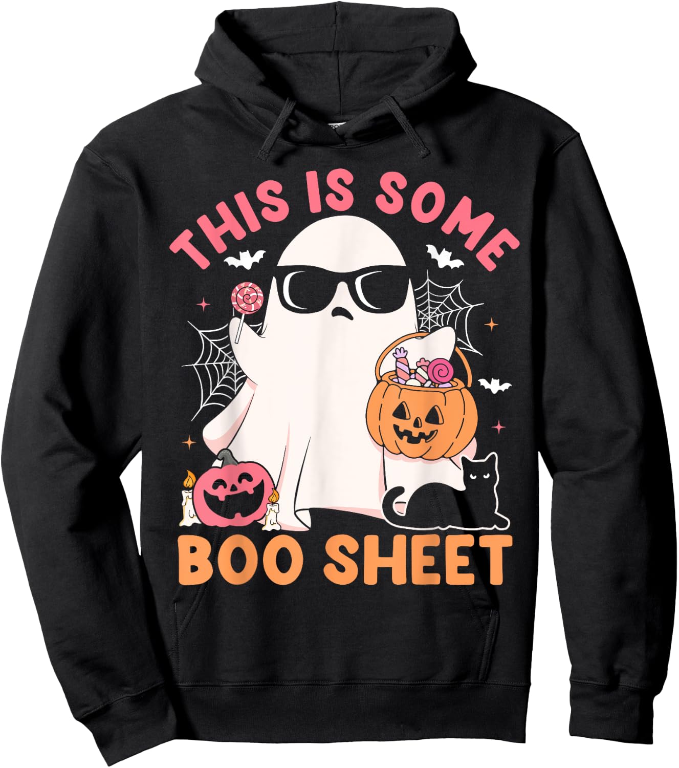 This Is Some Boo Sheet Cute Ghost Retro Halloween Costume Hoodie - Hoodie | Black