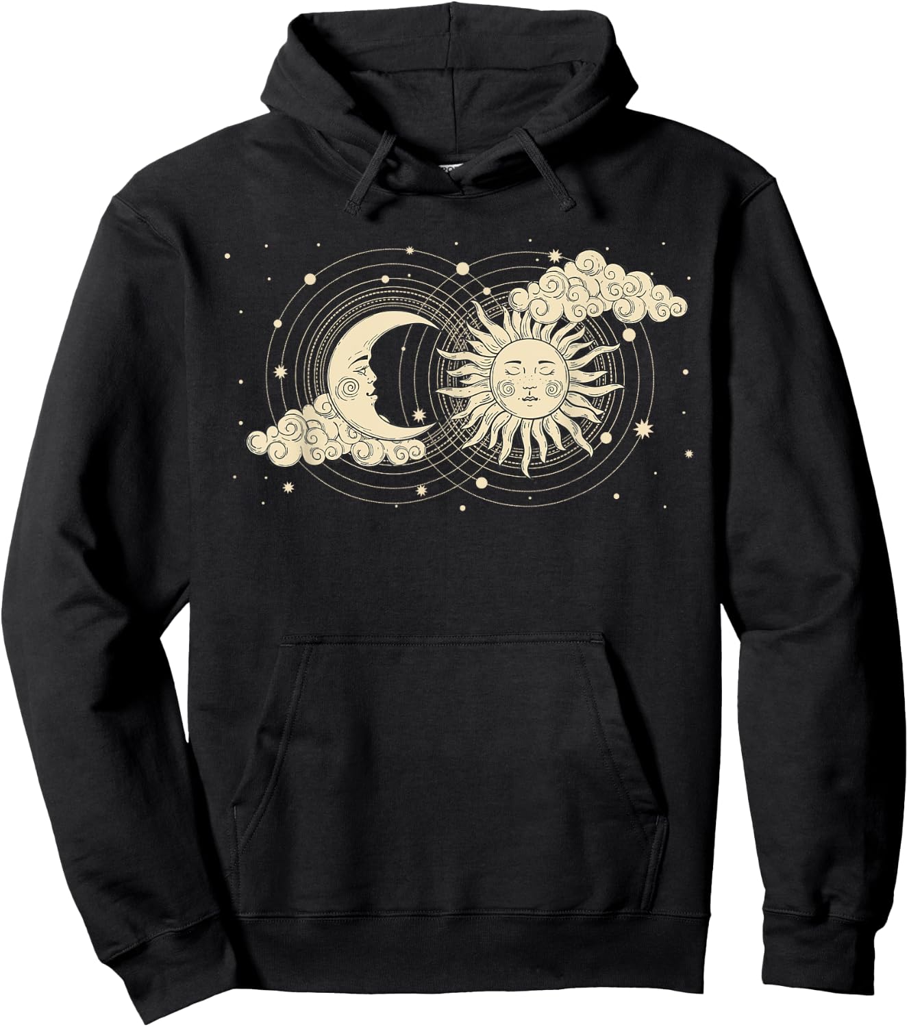 Vintage Celestial Sun And Moon Astrology Moon Phase Women Hoodie - Hoodie | Black