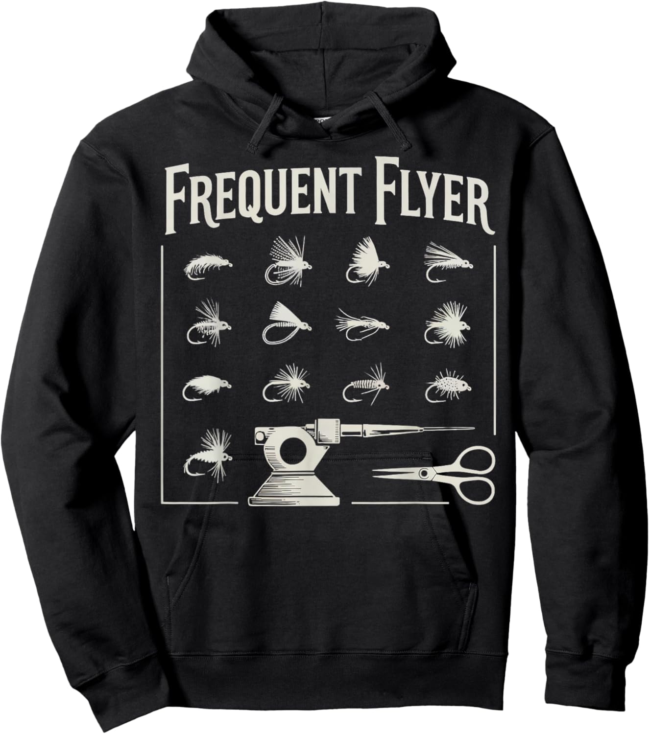 Flyer Fly Fishing Fisherman Fish Angler Fly Tying Hoodie - Hoodie | Black