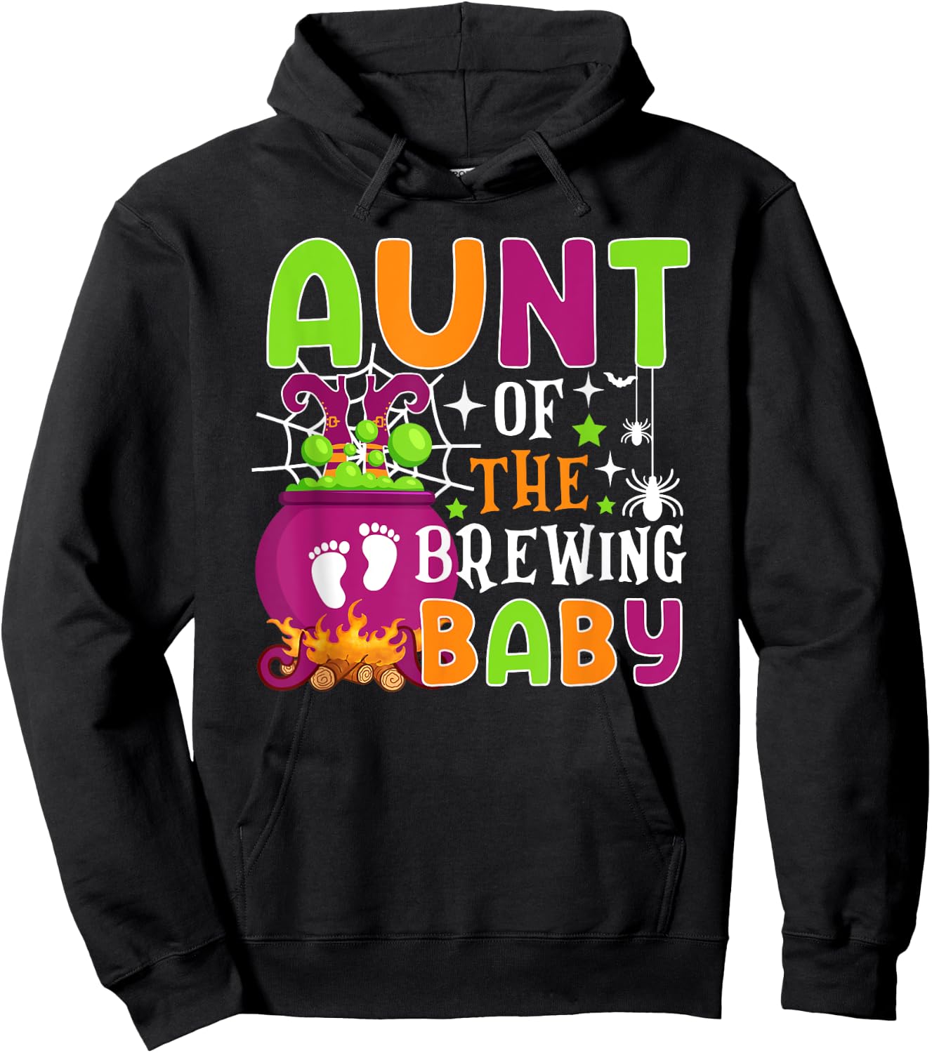 Aunt of Brewing Baby Halloween Theme Baby Shower Spooky Hoodie - Hoodie | Black