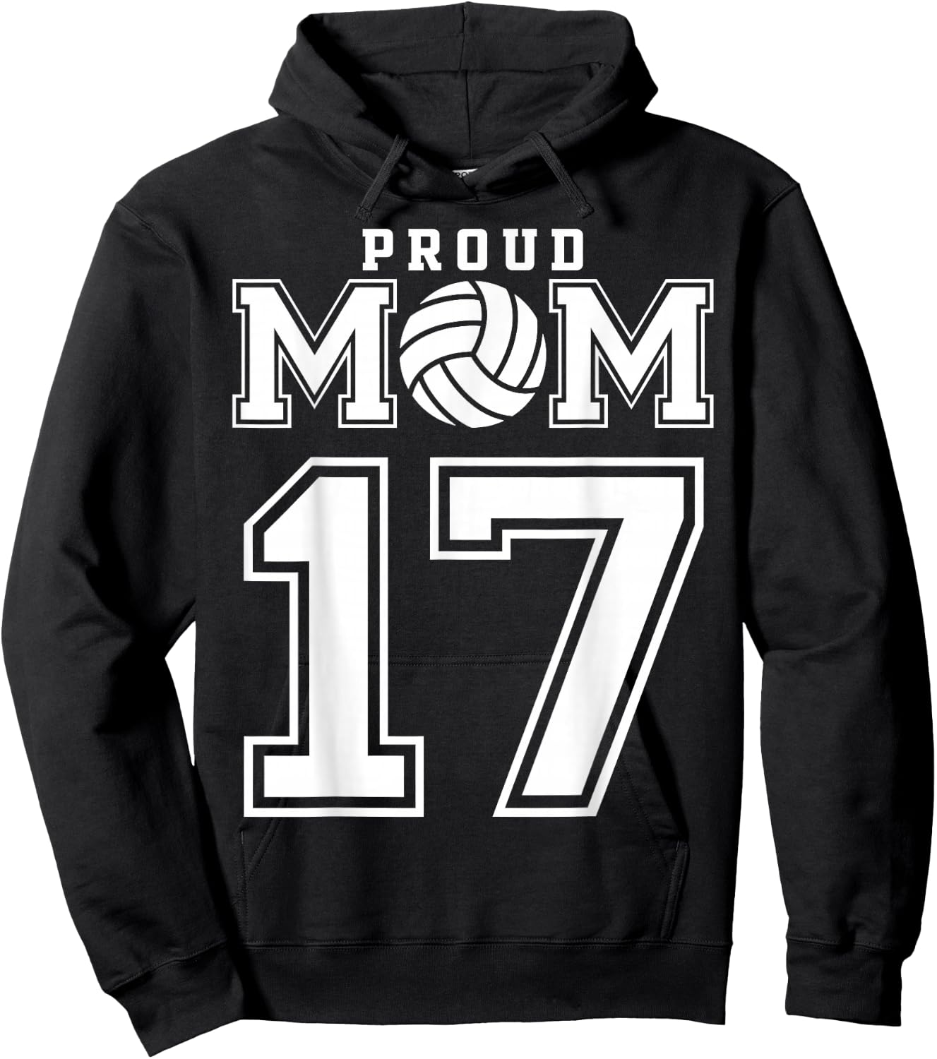 Custom Proud Volleyball Mom Number 17 Personalized Women Hoodie - Hoodie | Black