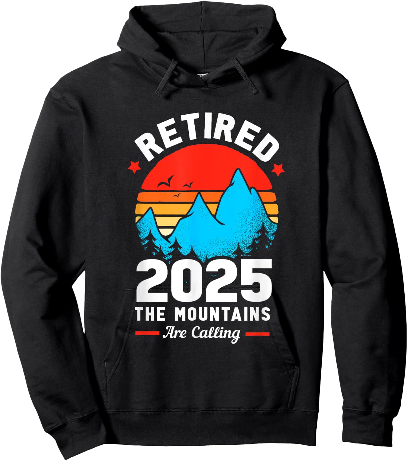 Retro Retirement The Mountains Are Calling Retired Hoodie - Hoodie | Black
