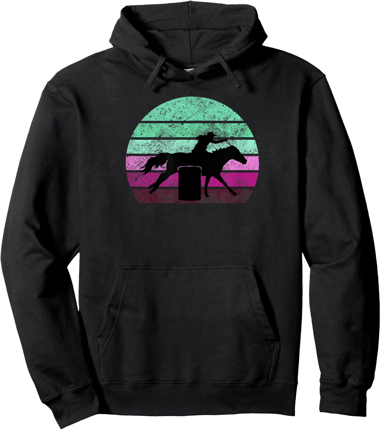Barrel Racing - Horse Lover - Vintage Sunset - Country Girl Hoodie - Hoodie | Black