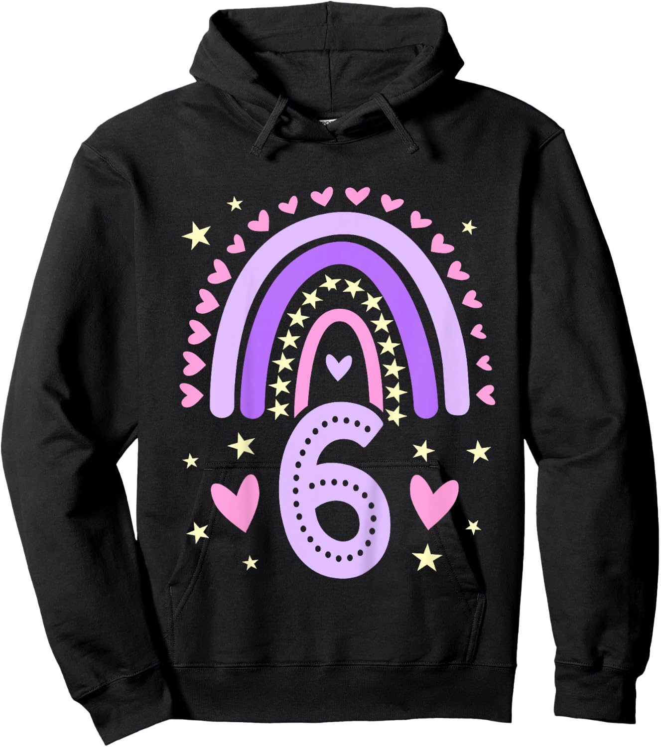 6th Birthday Rainbow Butterfly 6 Years Old Six 6 Birthday Hoodie - Hoodie | Black
