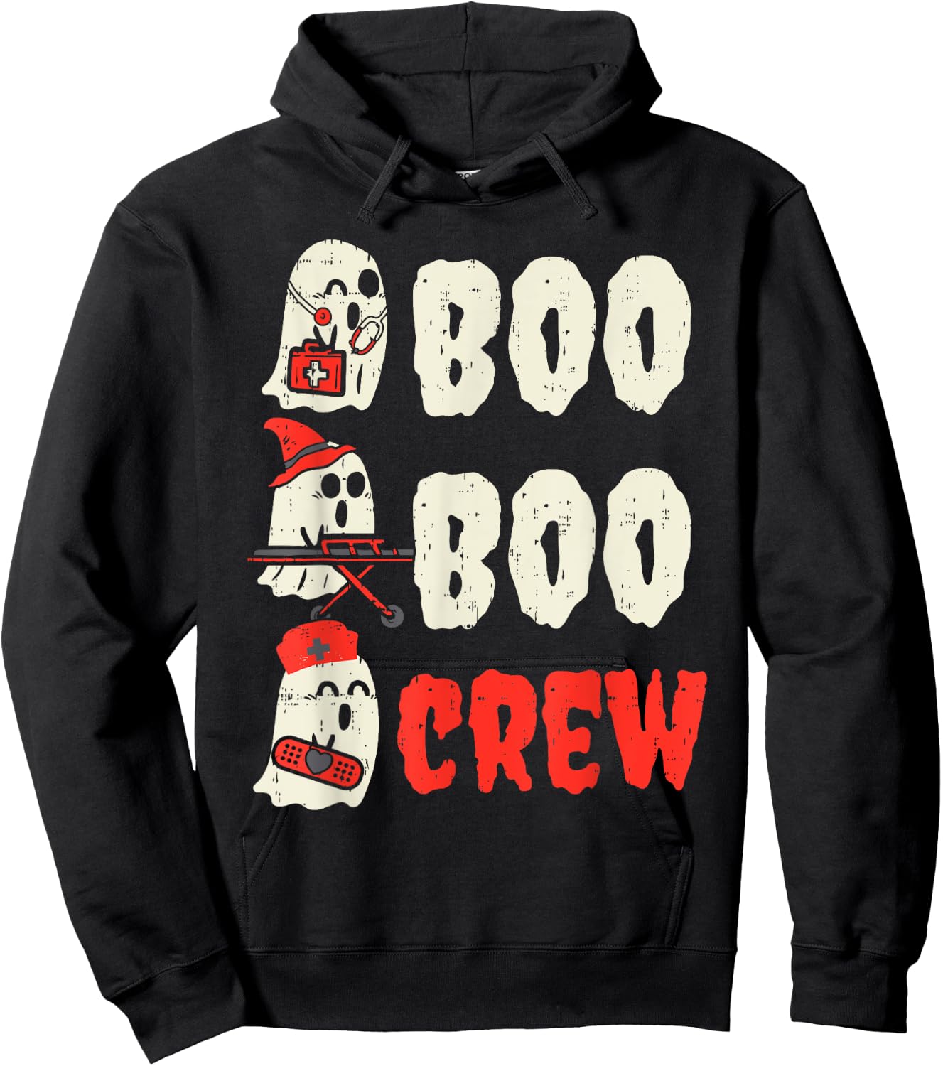 Boo Boo Crew Funny Ghost Nurse Halloween Costume Women Hoodie - Hoodie | Black