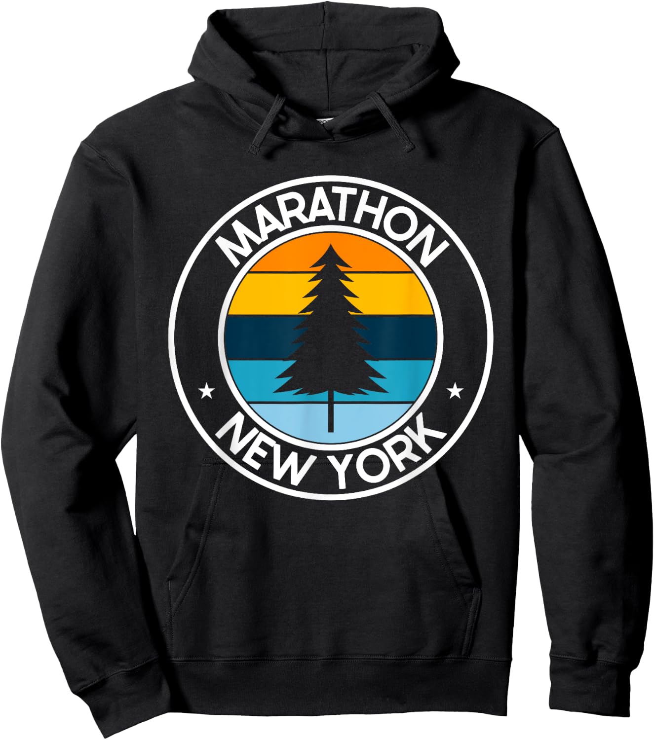 Marathon New York NY USA City Pride Retro Sunset Hoodie - Hoodie | Black