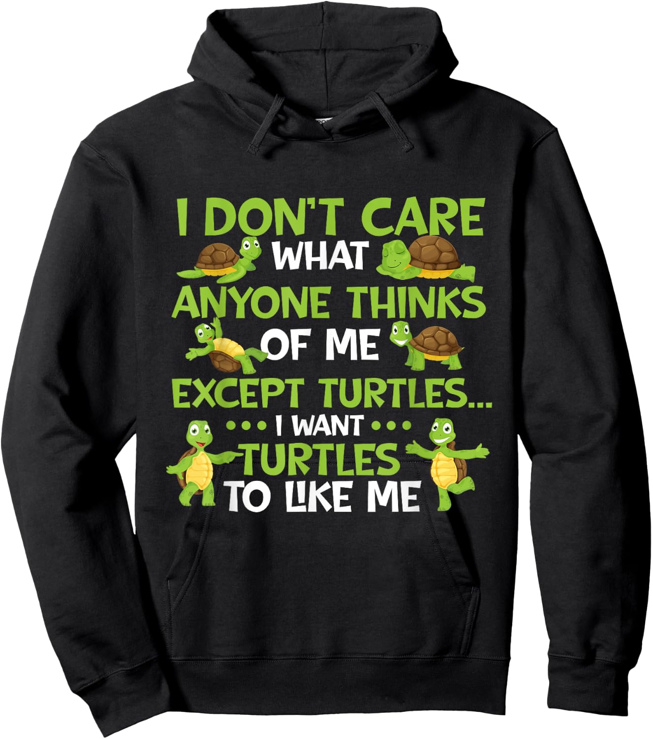 I Don't Care What Anyone Thinks Of Me - Cute Tortoise Beach Women Girls Kids Hoodie - Hoodie | Black
