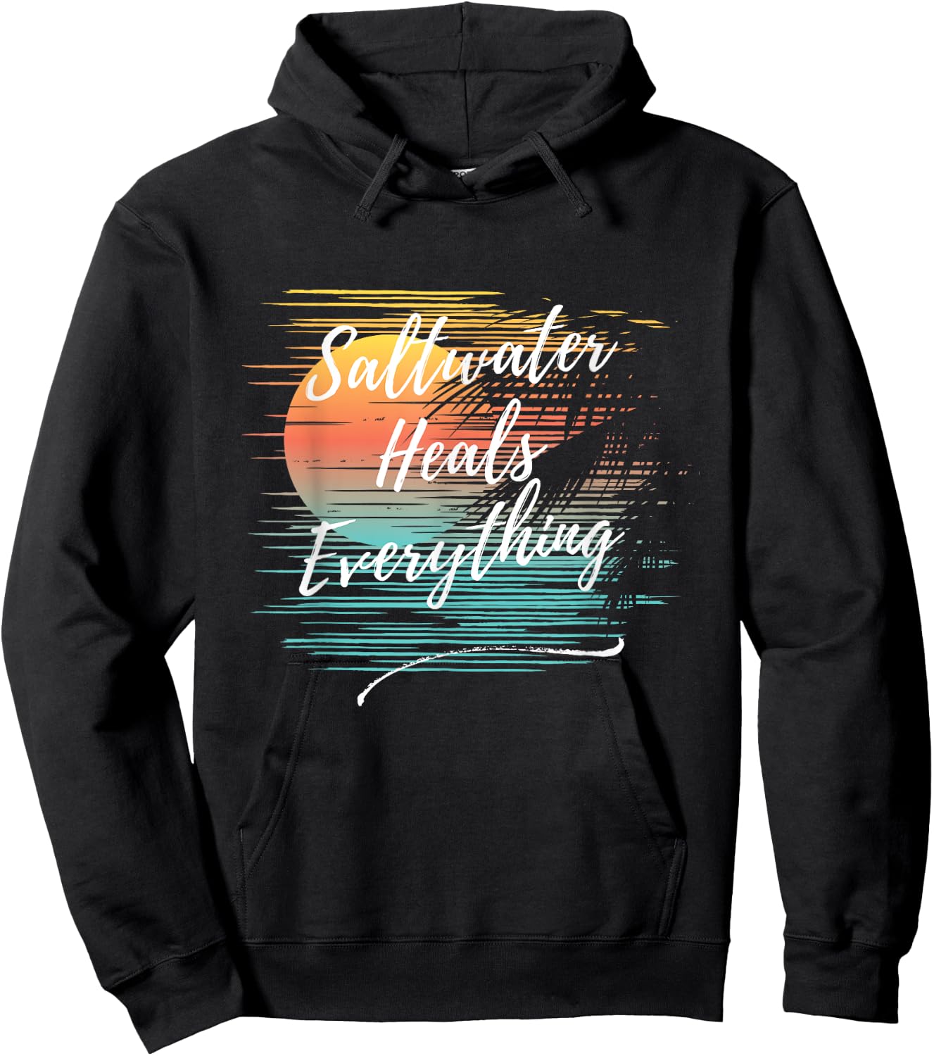Saltwater Heals Everything, Cool Unique Beach Fun Ocean Hoodie - Hoodie | Black