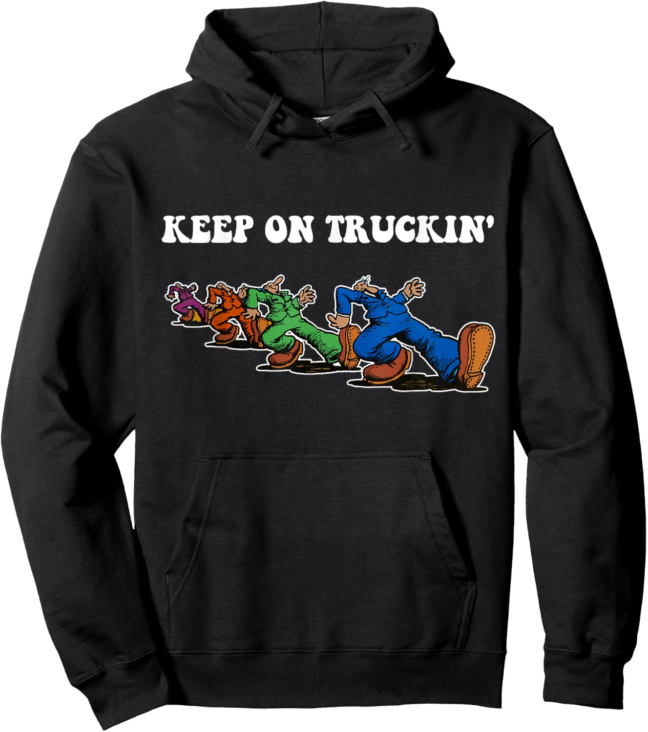 Keep On Truckin' Distressed Arts Cars Truck Drivers Hoodie - Hoodie | Black