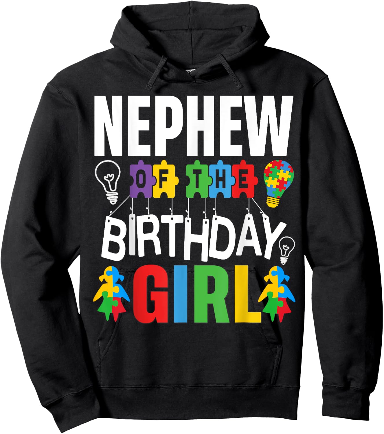 Nephew Of The Birthday Girl Autism Hoodie - Hoodie | Black