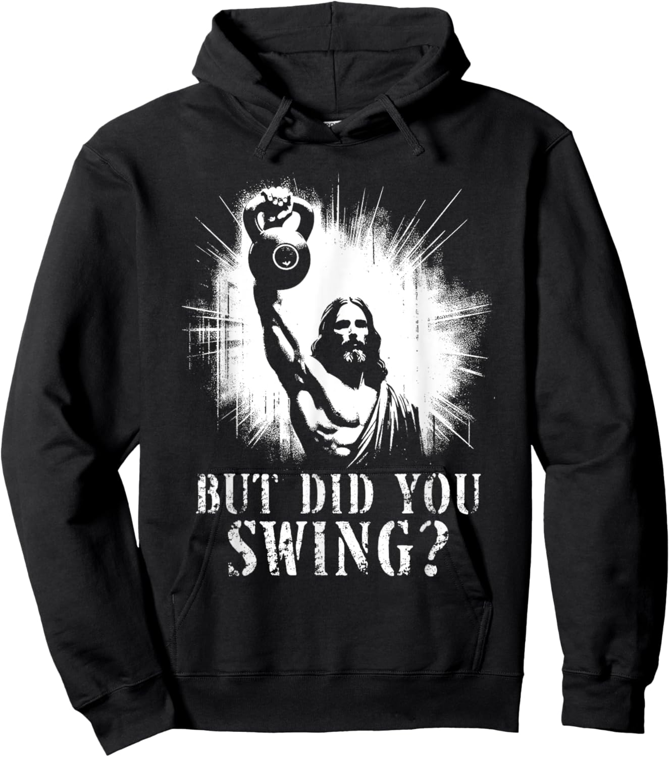 But Did You Swing - Funny Jesus Kettlebell Weightlifting Hoodie - Hoodie | Black