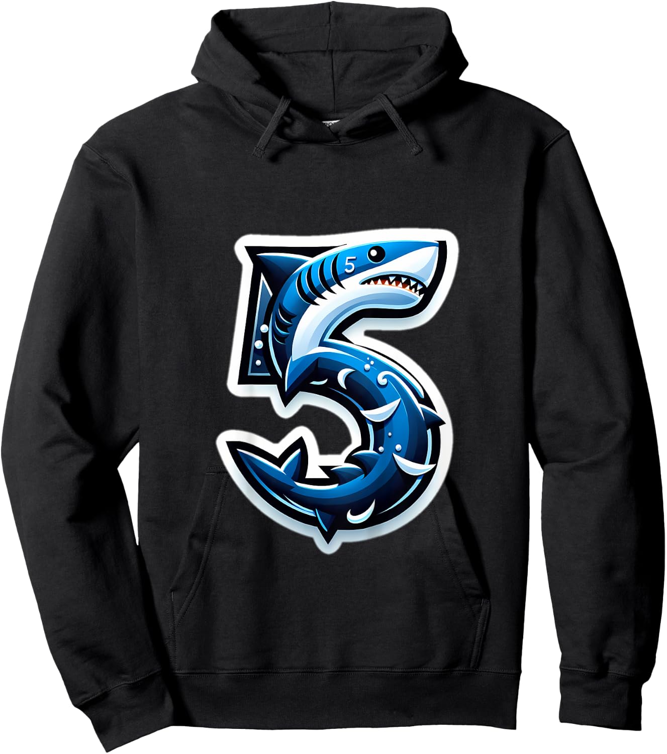 Kids Turning 5 Years Old Shark Birthday Party 5th Bday Boy, Girl Hoodie - Hoodie | Black
