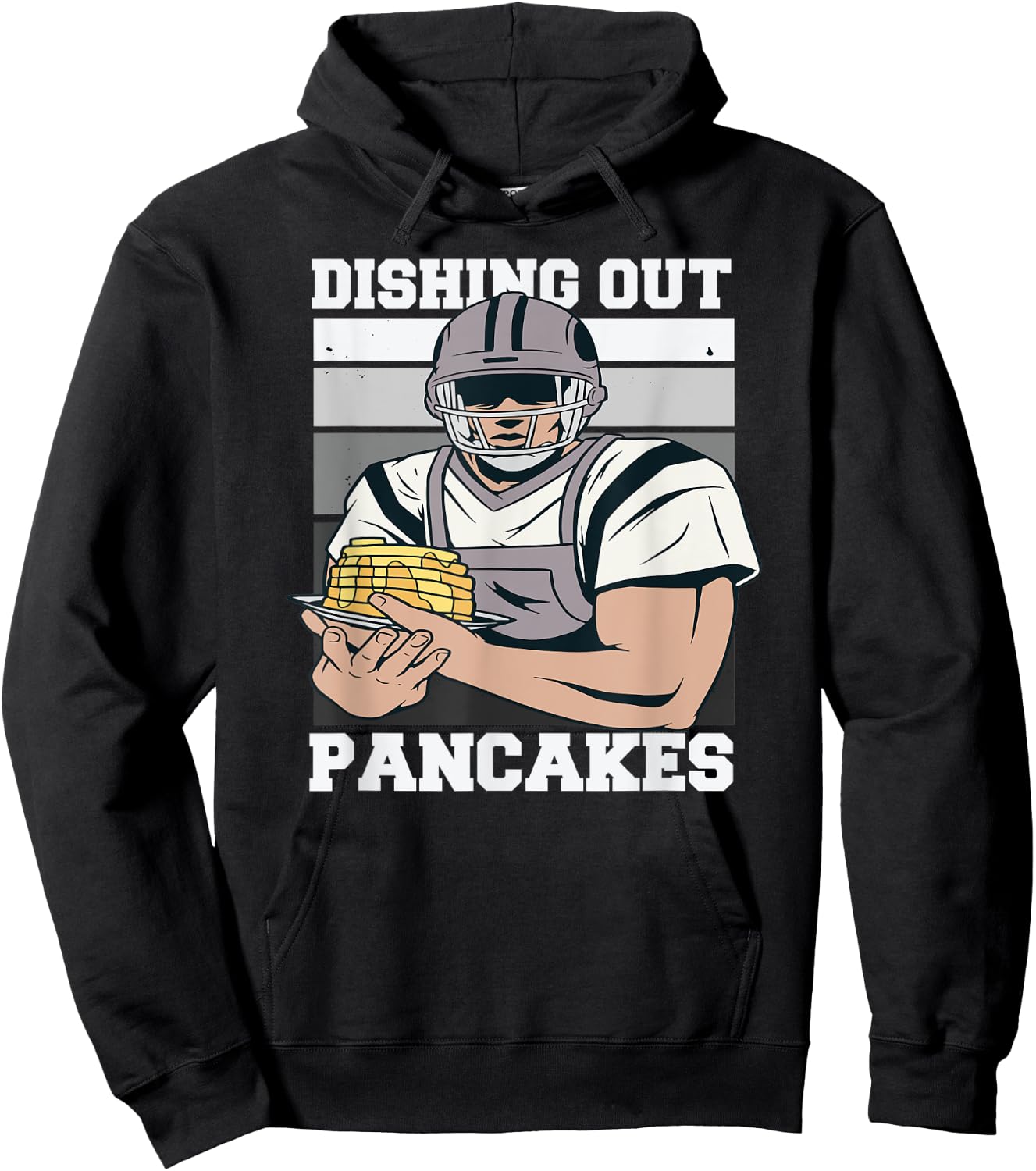 Funny Football Offensive Lineman Dishing Out Pancakes Hoodie - Hoodie | Black