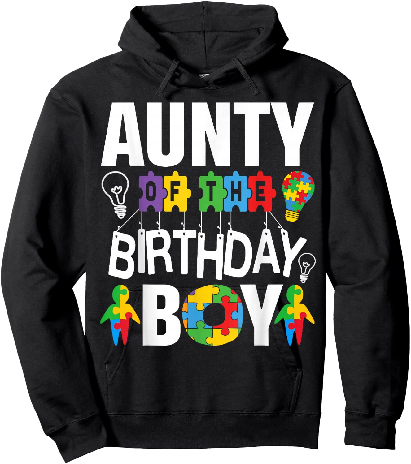 Aunty Of The Birthday Boy Autism Aunt Hoodie - Hoodie | Black