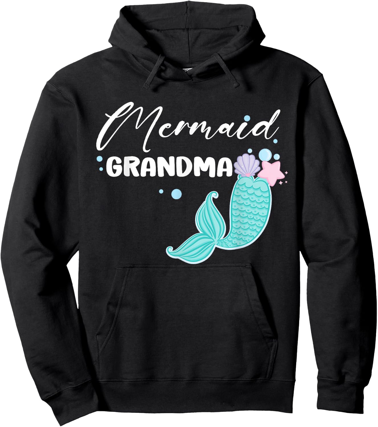 Funny Grandma Mermaid Matching Family Party Mother's Day Hoodie - Hoodie | Black