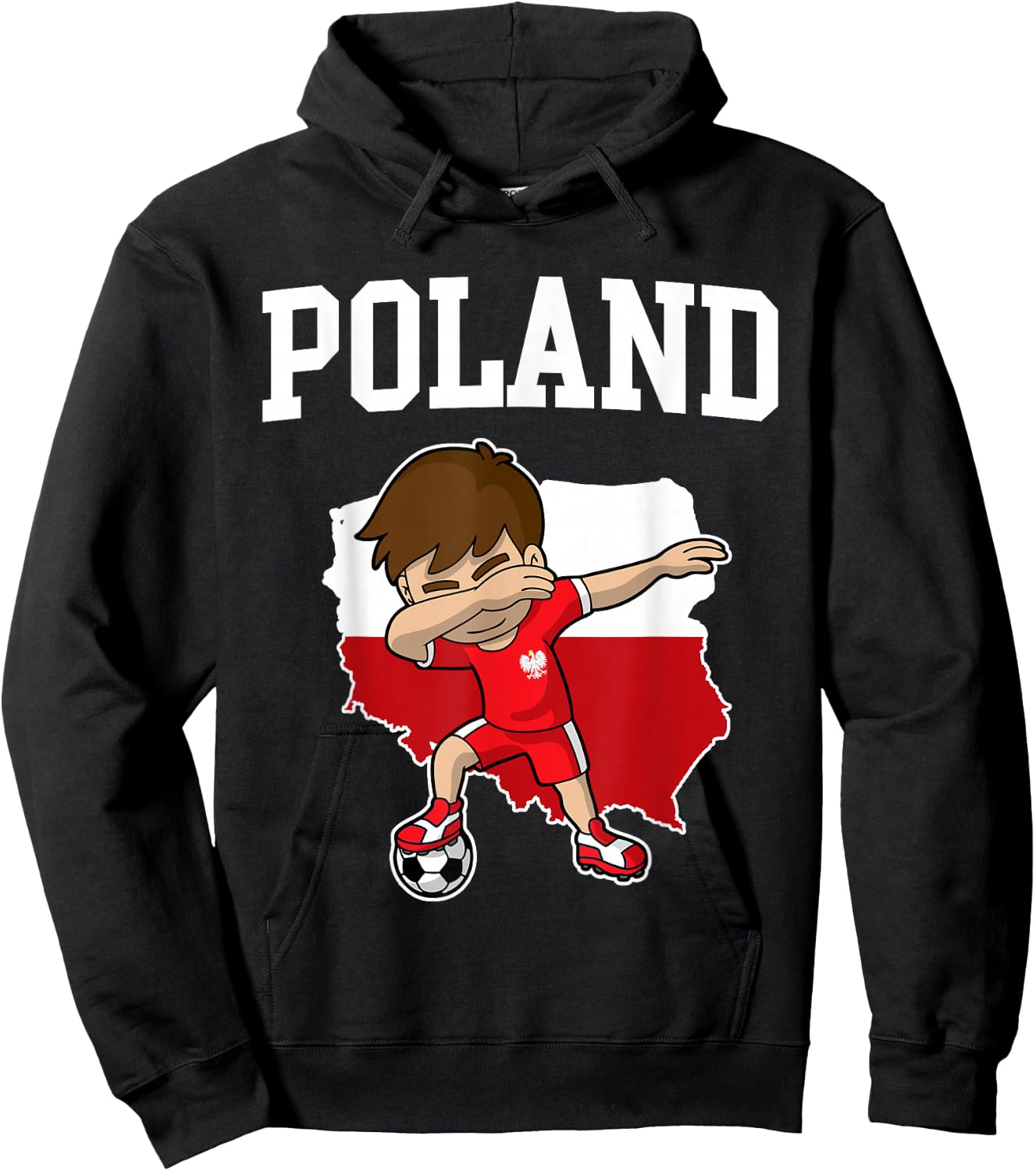 Poland Soccer Dabbing Football Polska Polish Kids Hoodie - Hoodie | Black