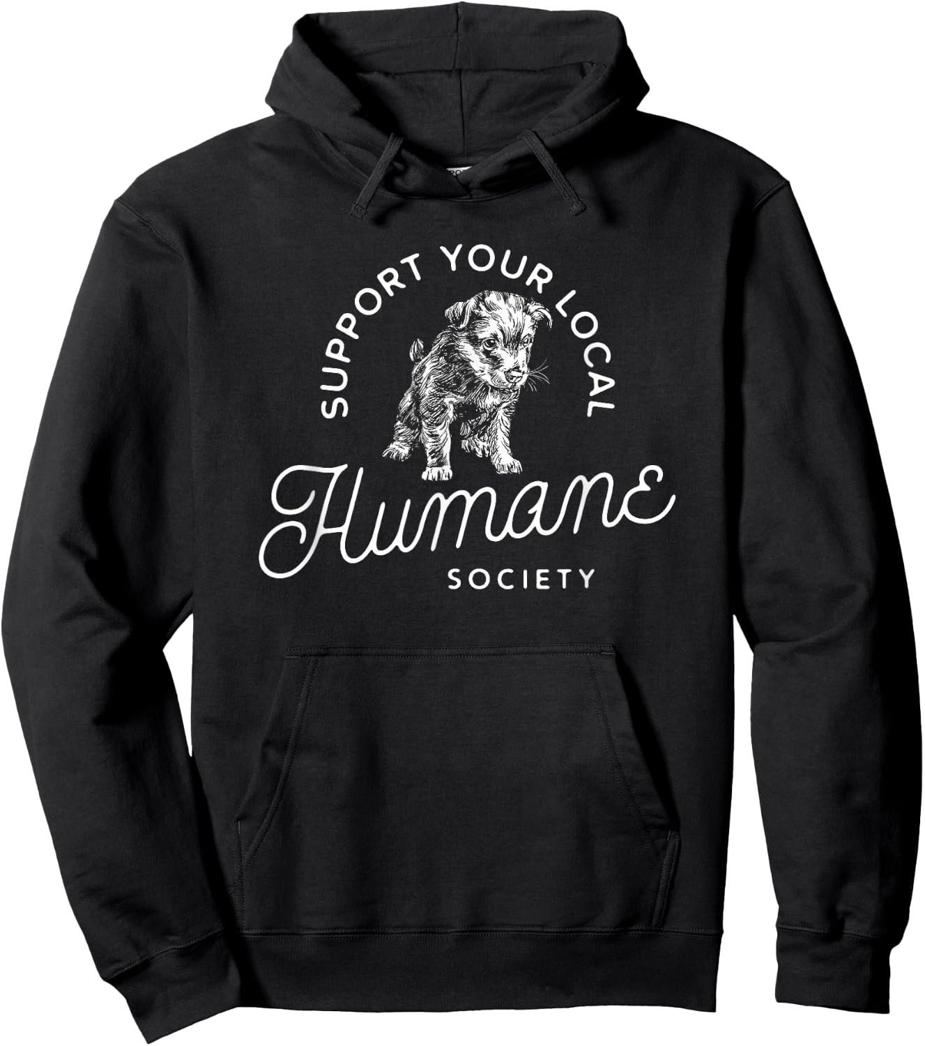 Vintage Puppy Support Your Local Humane Society - Men Women Hoodie - Hoodie | Black