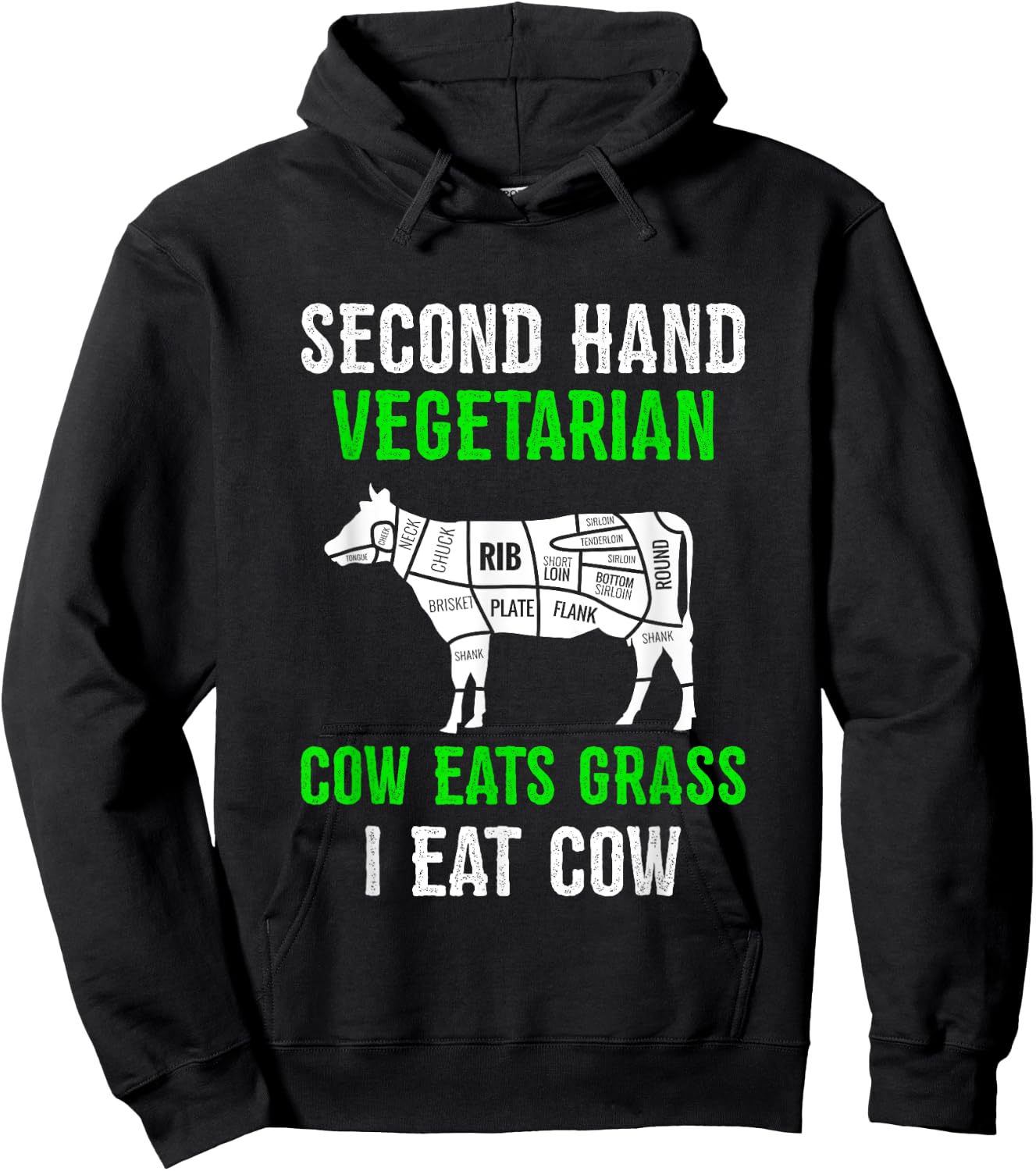 2nd Hand Vegetarian Shirt Funny Carnivore Beef Meat Lover Hoodie - Hoodie | Black