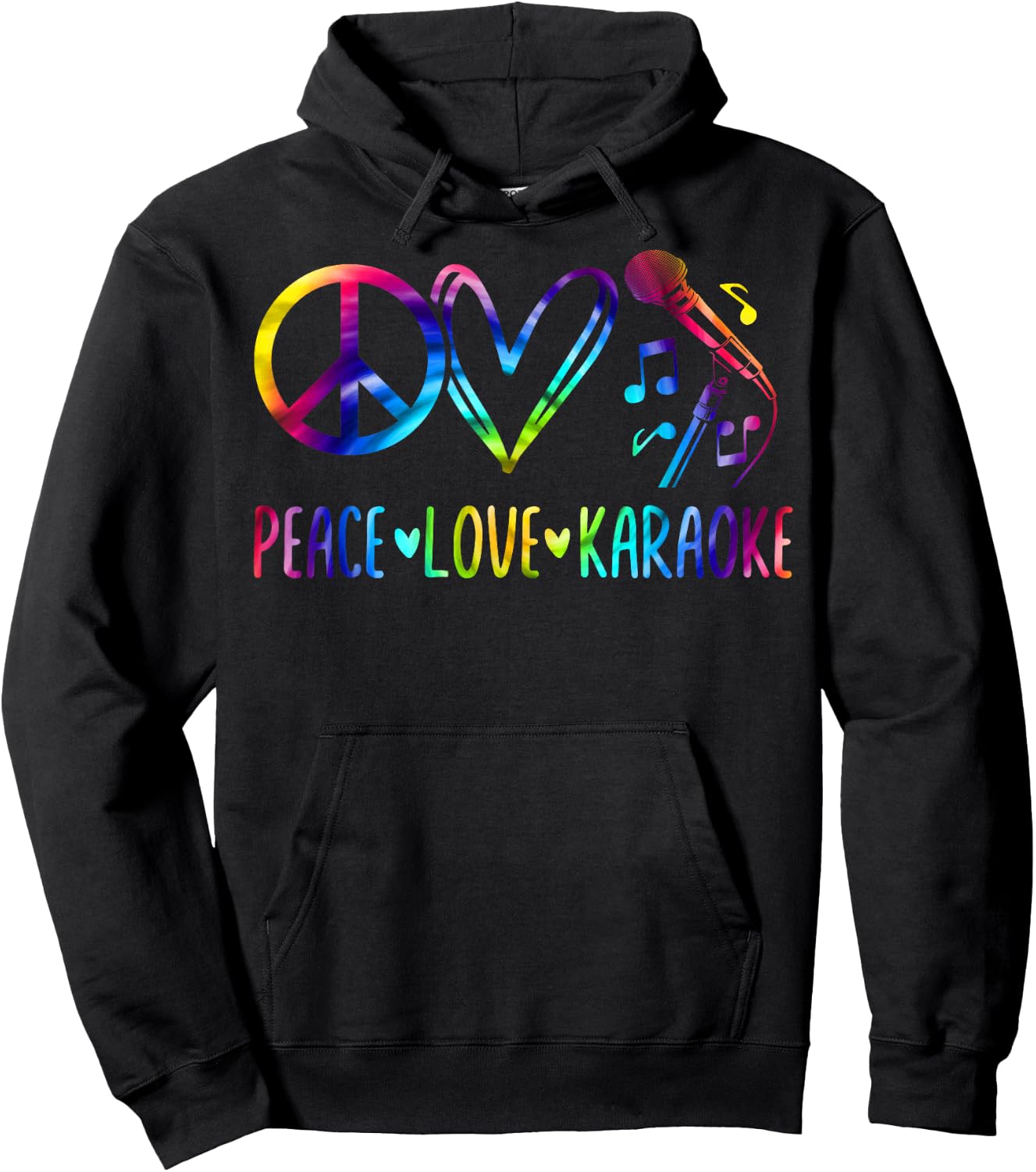Karaoke Singer 80s Retro Vintage Peace Love Karaoke Hoodie - Hoodie | Black