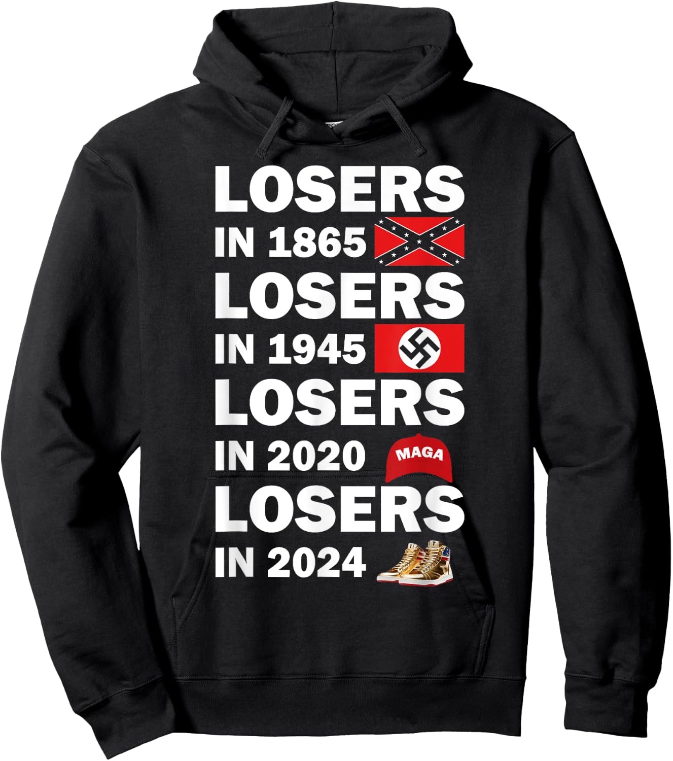 Funny Losers In 2024 Shirt, Small, Black Hoodie - Hoodie | Black