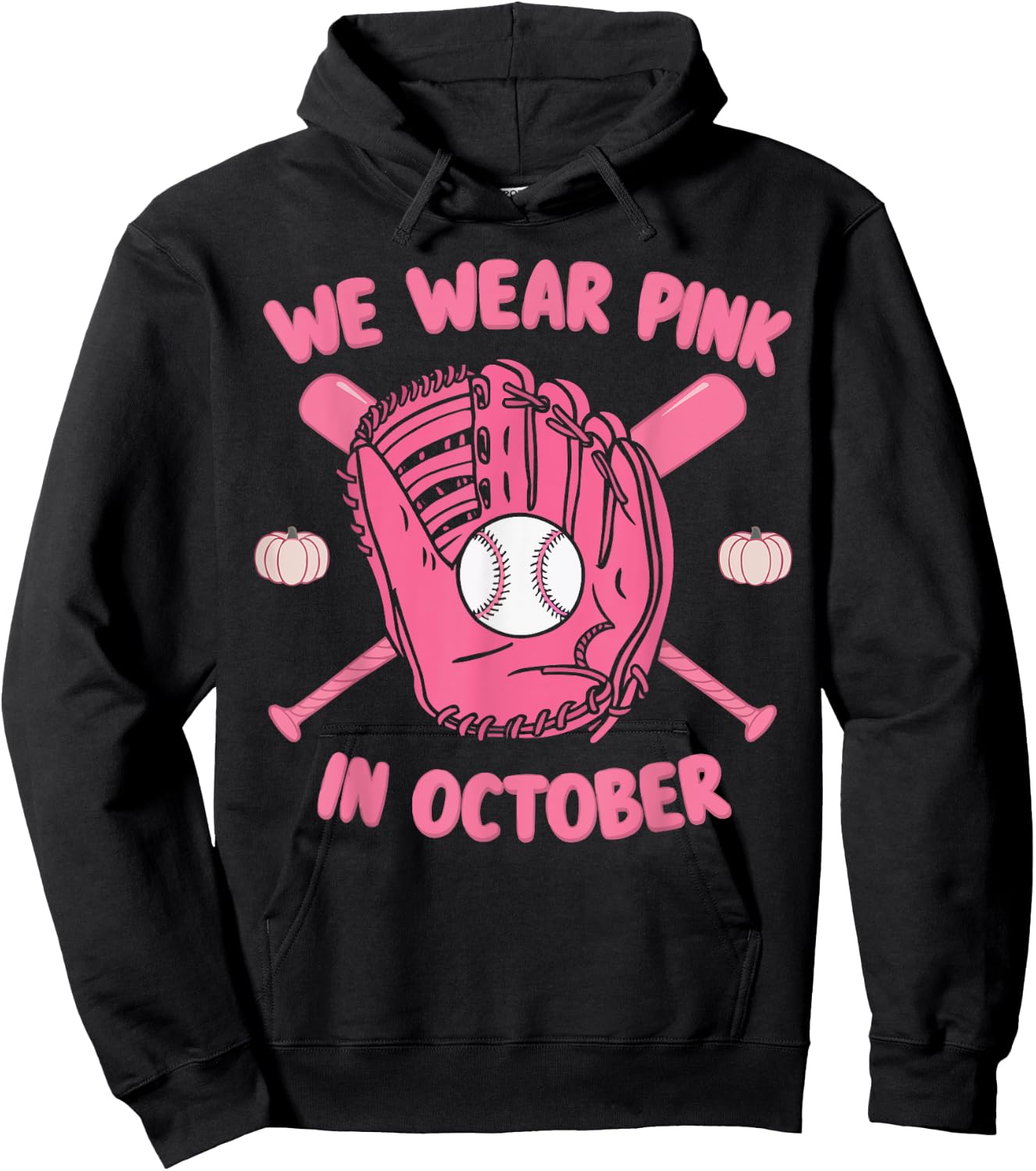 Baseball Breast Cancer Awareness Month Pink Ribbon Hoodie - Hoodie | Black