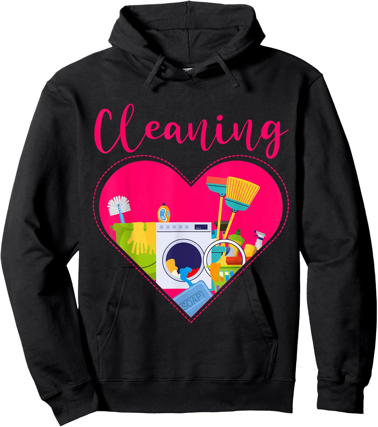 Cleaning Heart Shirt Cleaning Uniform For Cleaners Cleaning Hoodie - Hoodie | Black