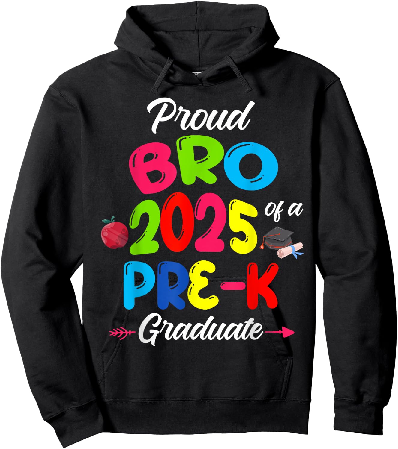 Proud Brother of 2025 Pre-K Graduate Cute Family Matching Hoodie - Hoodie | Black