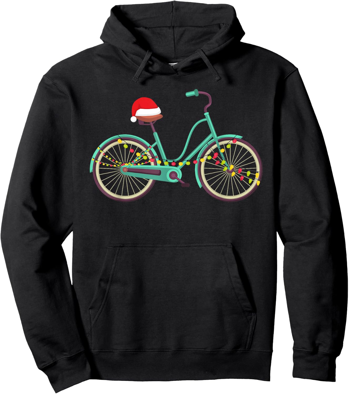 Bike Bicycle Christmas Santa Hat Xmas Hoodie - Hoodie | Black