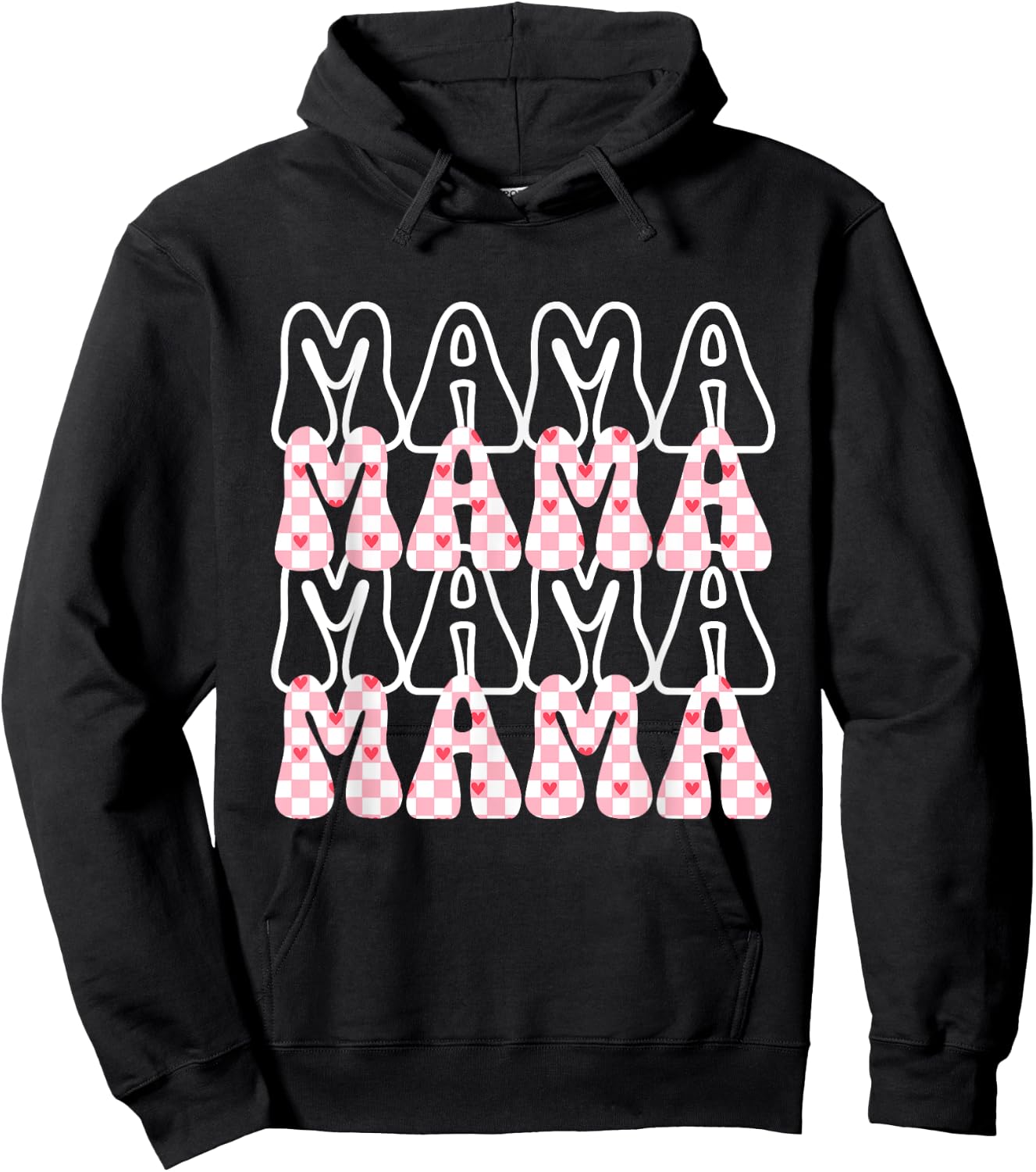 Groovy Checkered Mama Funny Women Mom Mothers day Hoodie - Hoodie | Black