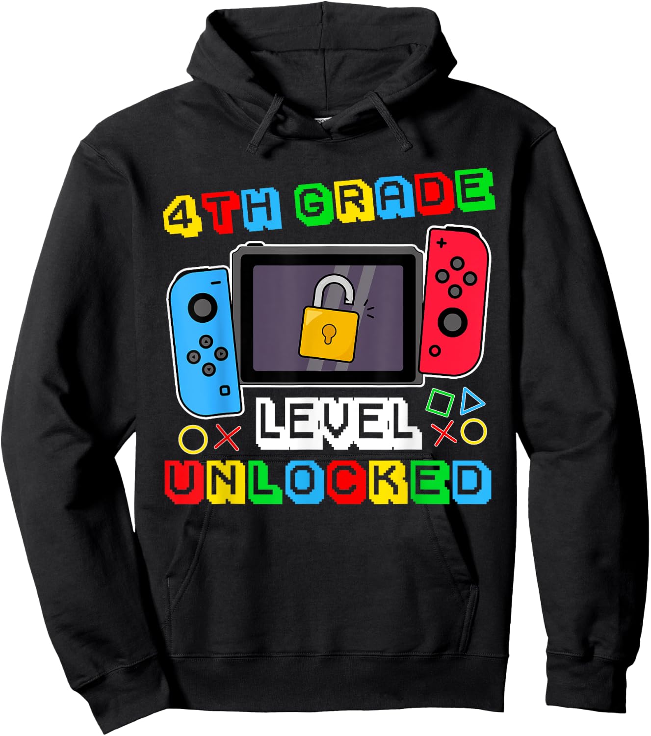 4th grade Level Unlocked Gamer Back to School Boy Hoodie - Hoodie | Black