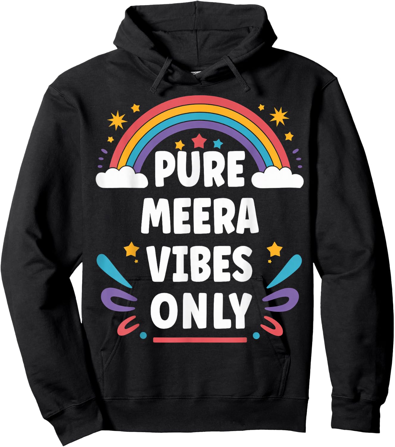 MEERA Vibes Only Cute Retro Girls MEERA Name Hoodie - Hoodie | Black