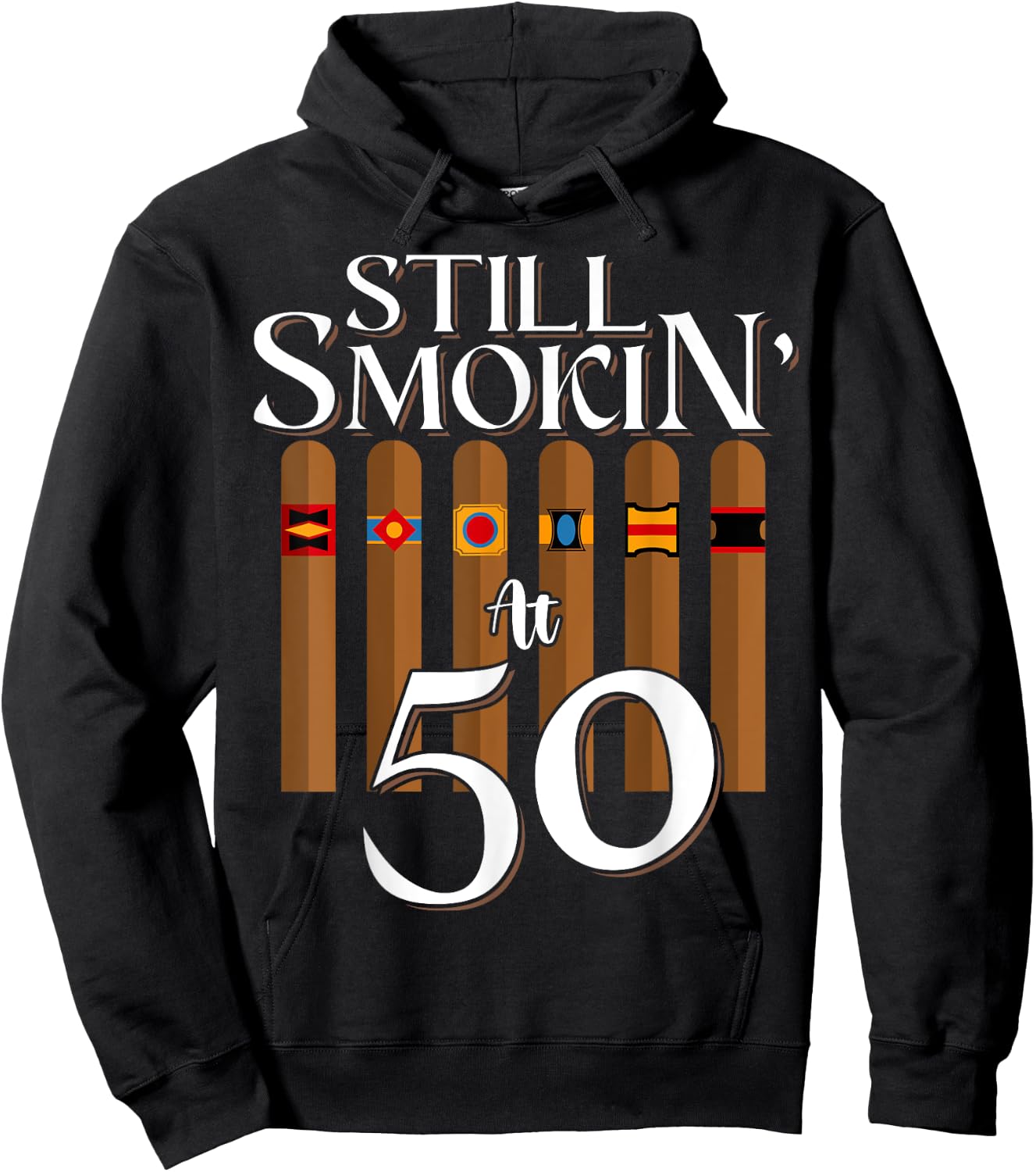 Still Smoking Cigars 50th Years Old Birthday Dad Smoker Hoodie - Hoodie | Black