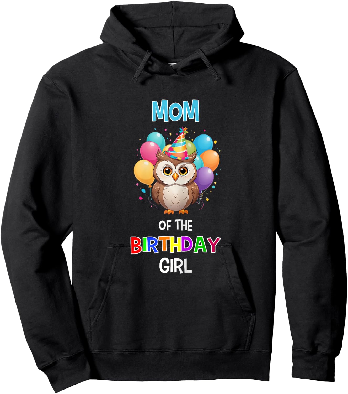 Owl Mom Birthday Party Mom of the Birthday Girl Owl Hoodie - Hoodie | Black