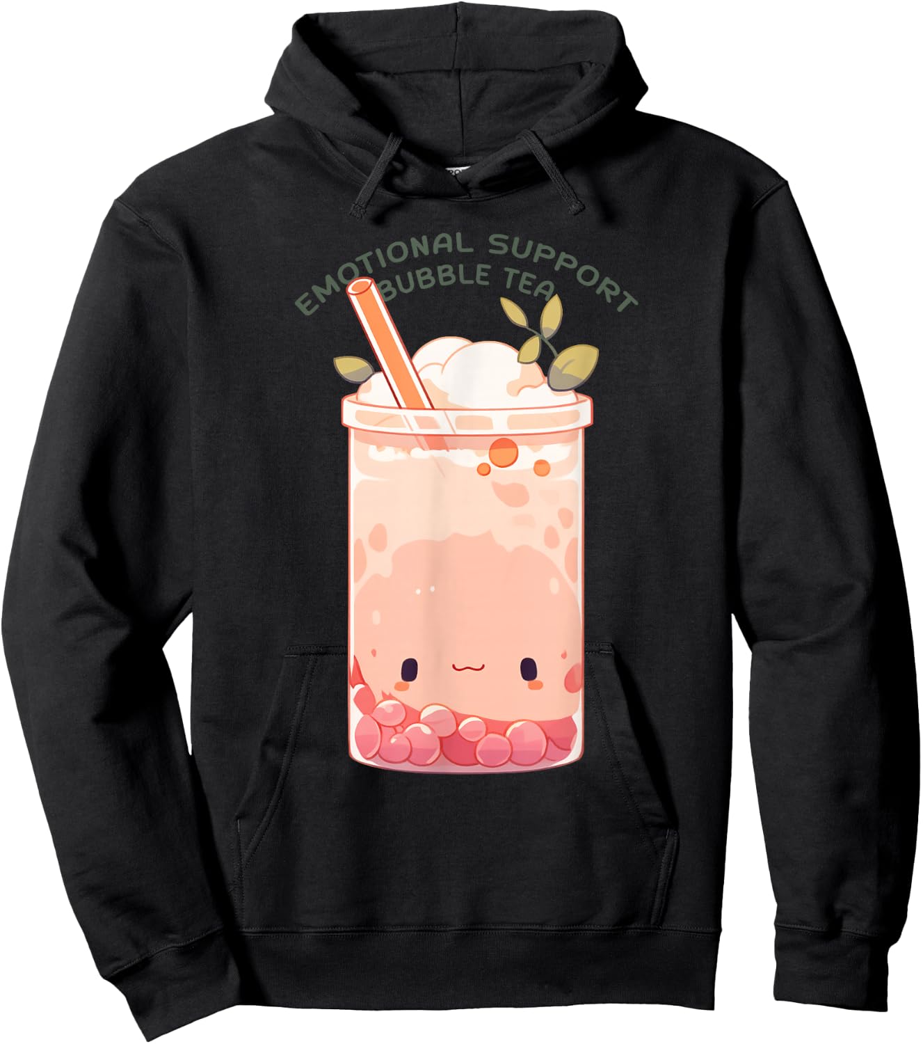 Emotional Support Bubble Tea Cute Kawaii Bubble Tea Hoodie - Hoodie | Black