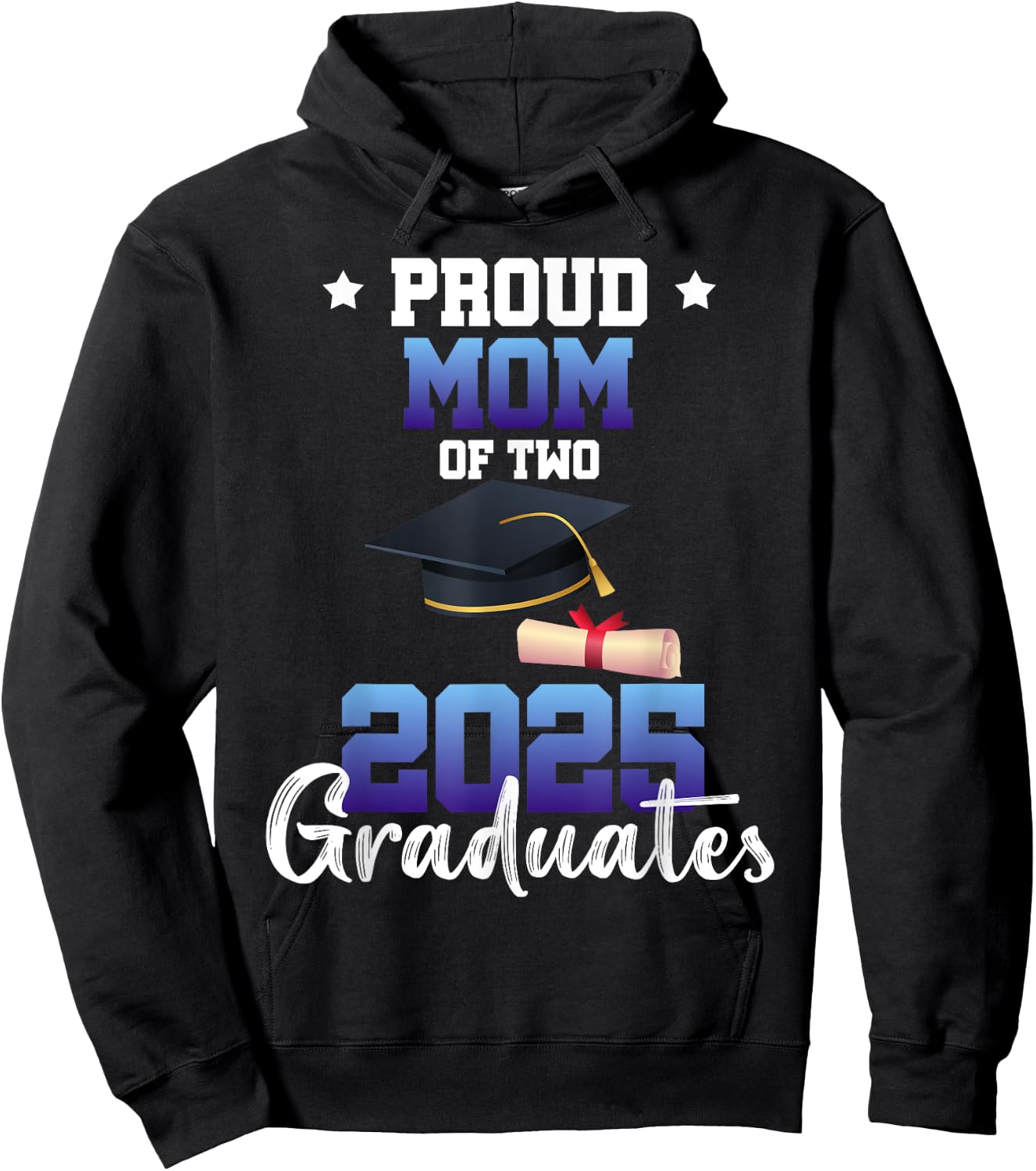 Proud MOM of Two 2025 Graduates Twin Senior Family Hoodie - Hoodie | Black