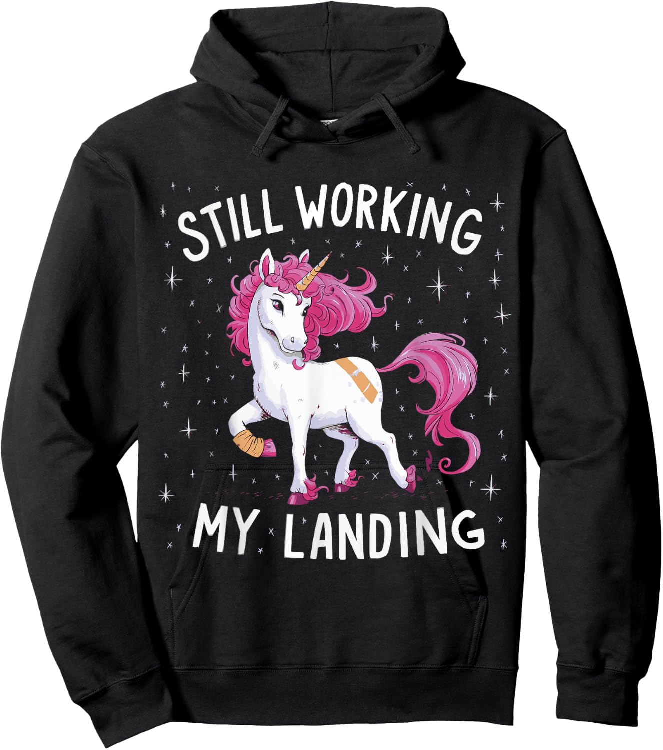 Still Working On My Landing Unicorn Broken Bone Hoodie - Hoodie | Black