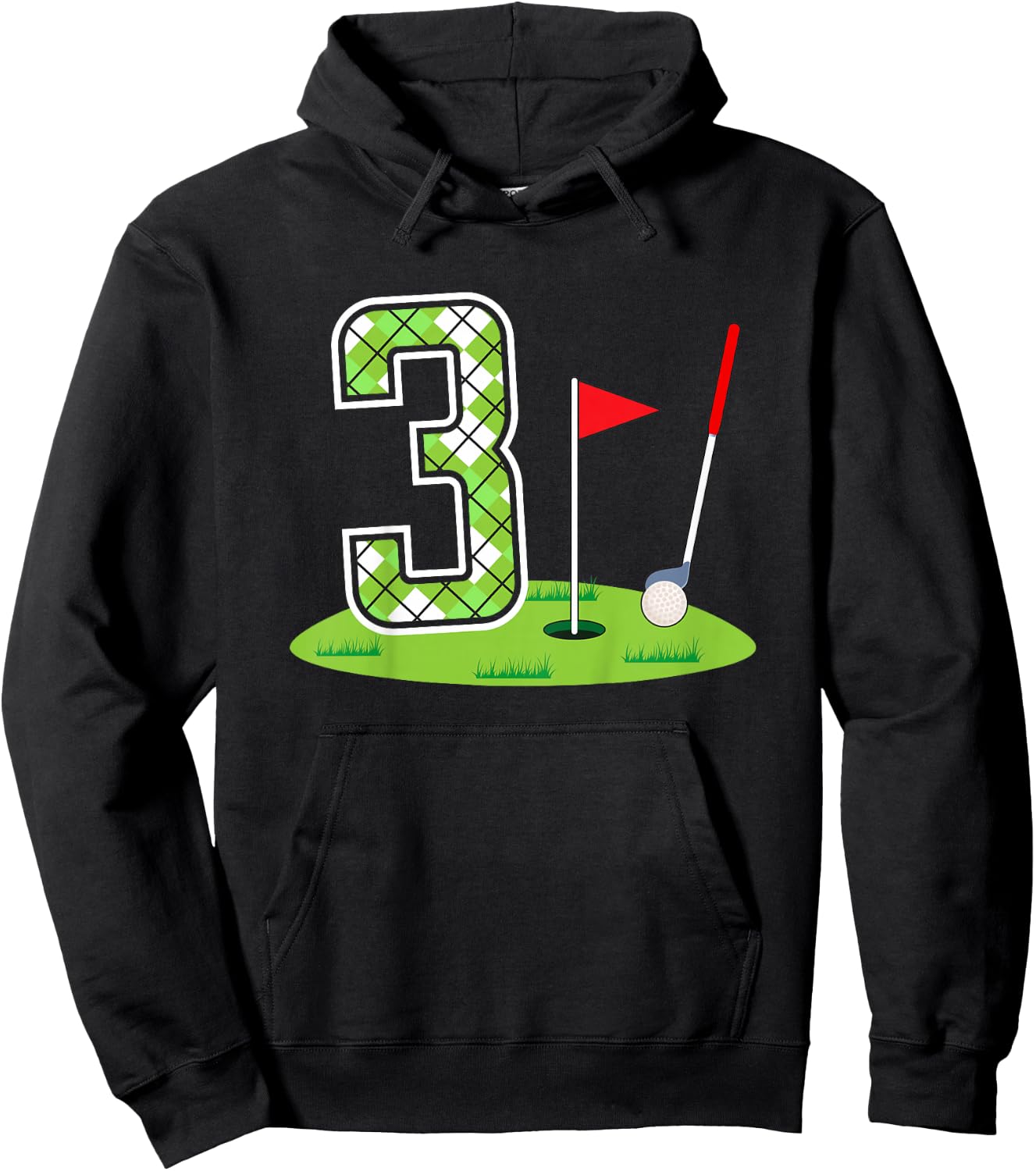Kids 3rd Birthday Party Golf Boy Three Year Old Golf Player Hoodie - Hoodie | Black
