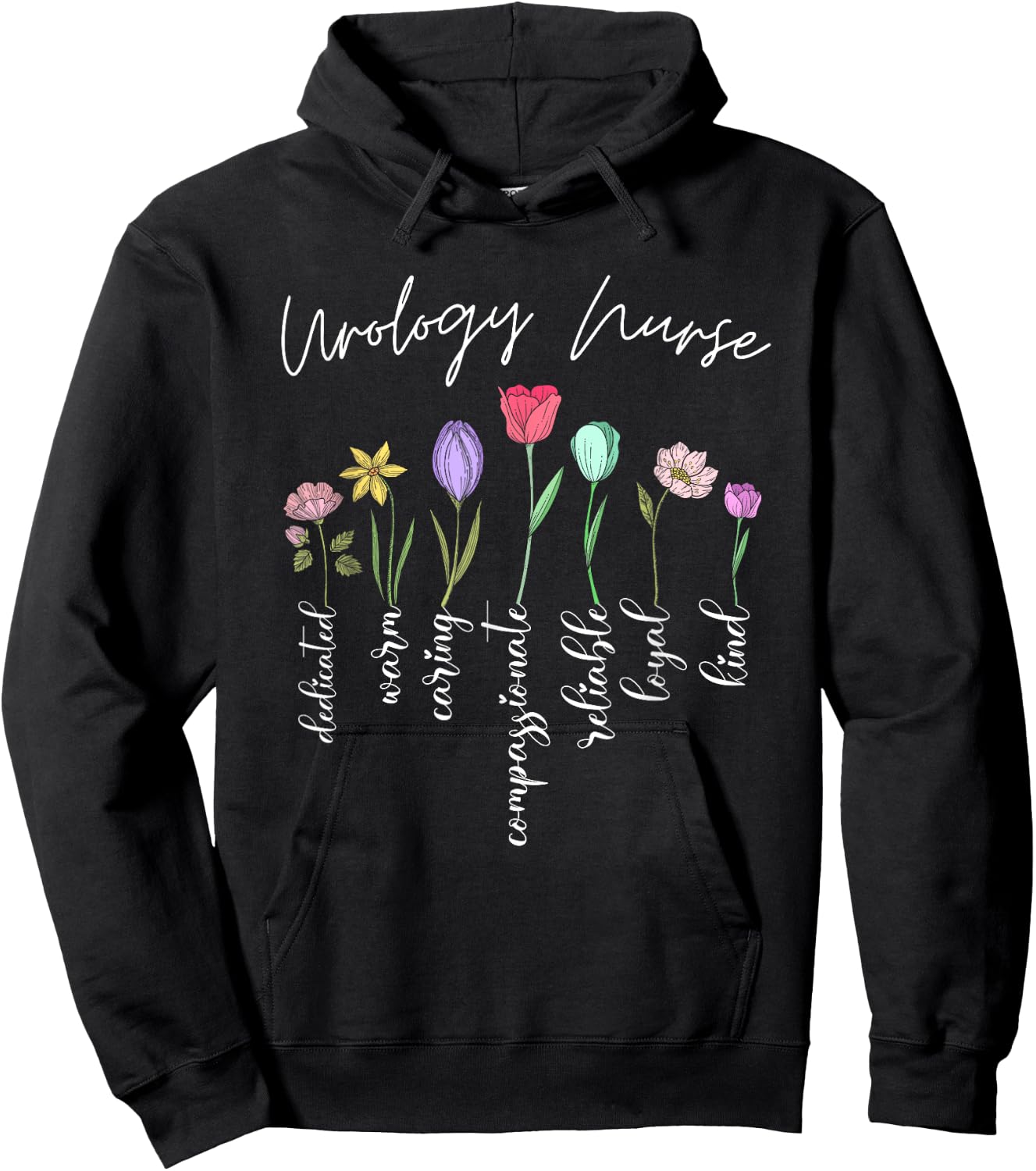Urology nurse for girls women flowers Urology nurse floral Hoodie - Hoodie | Black
