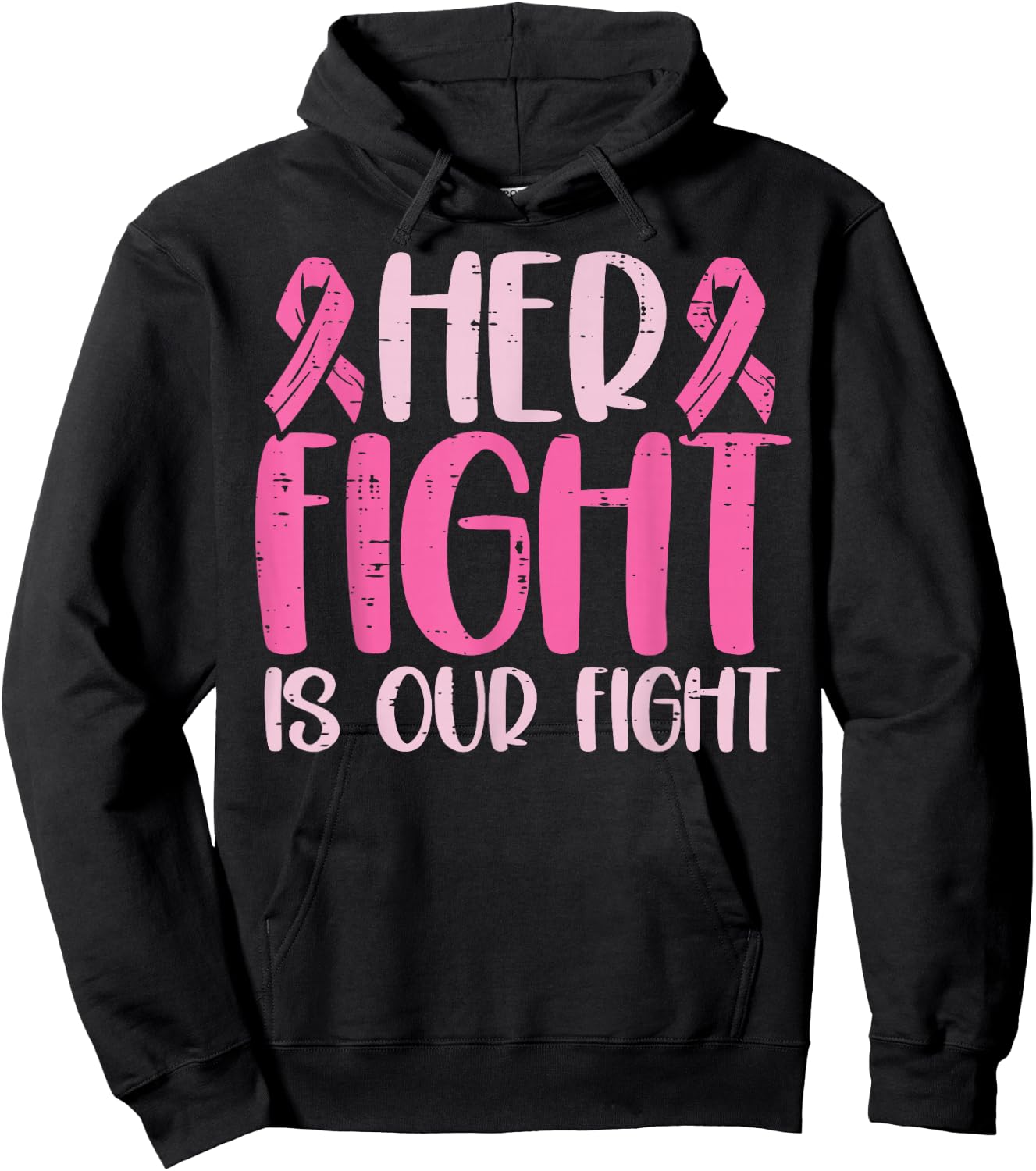 Her Fight Our Fight Family Breast Cancer Awareness Men Kid Hoodie - Hoodie | Black